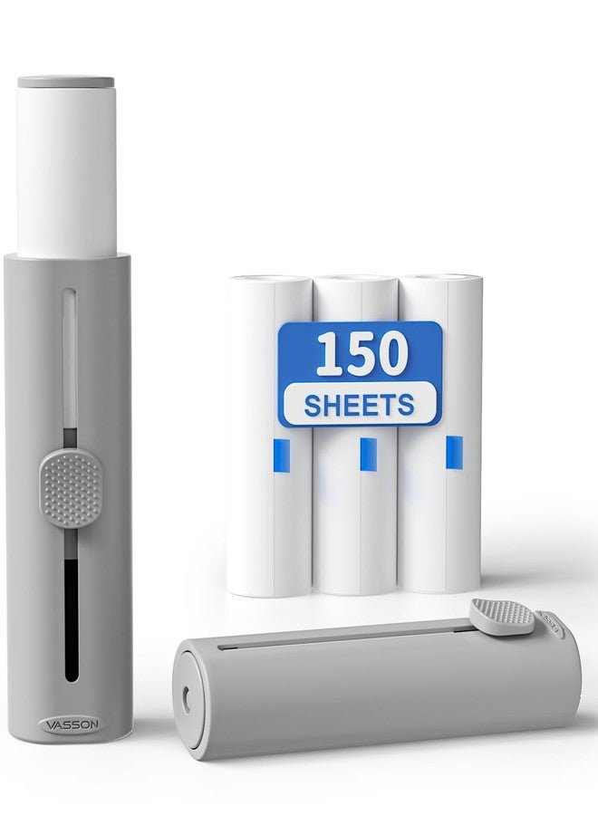VASSON Mini Lint Roller for Pet Hair - 150 Extra Sticky Sheets Total (3 Rolls x 50) - Travel Lint Remover for Clothes, Furniture, Lint, Fuzz - Value Pack (1 Roller + 3 Refills) - Image 1